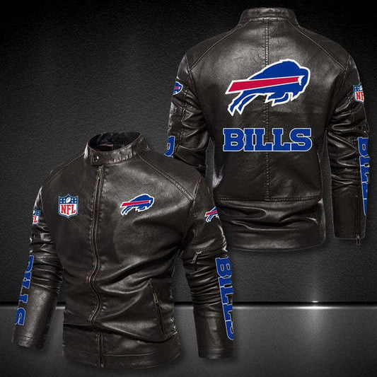 Buffalo Bills Vintage Distressed Leather Jacket