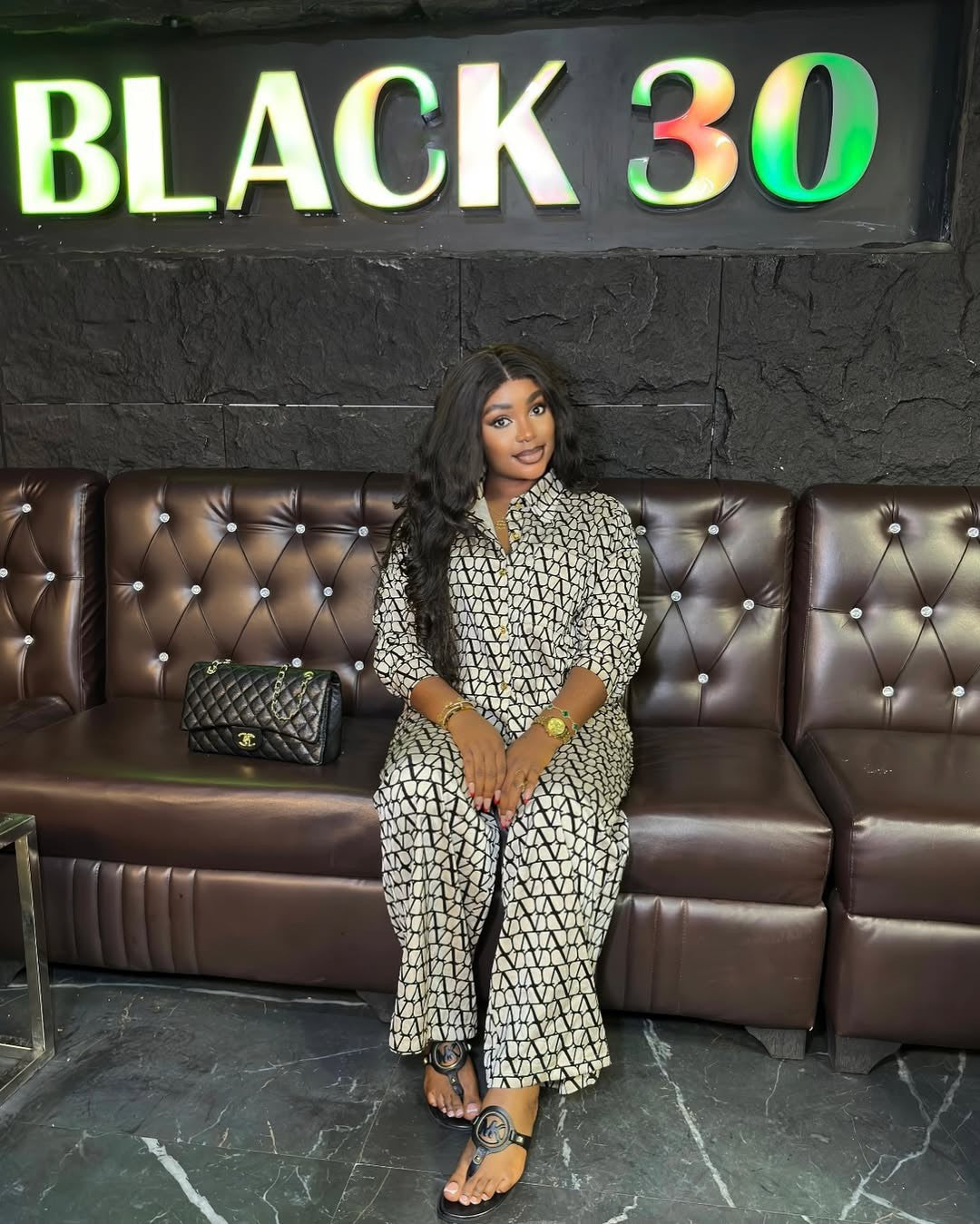 New Long-sleeved Printed Collared Shirt and Casual Wide-leg Trousers Two-piece Set
