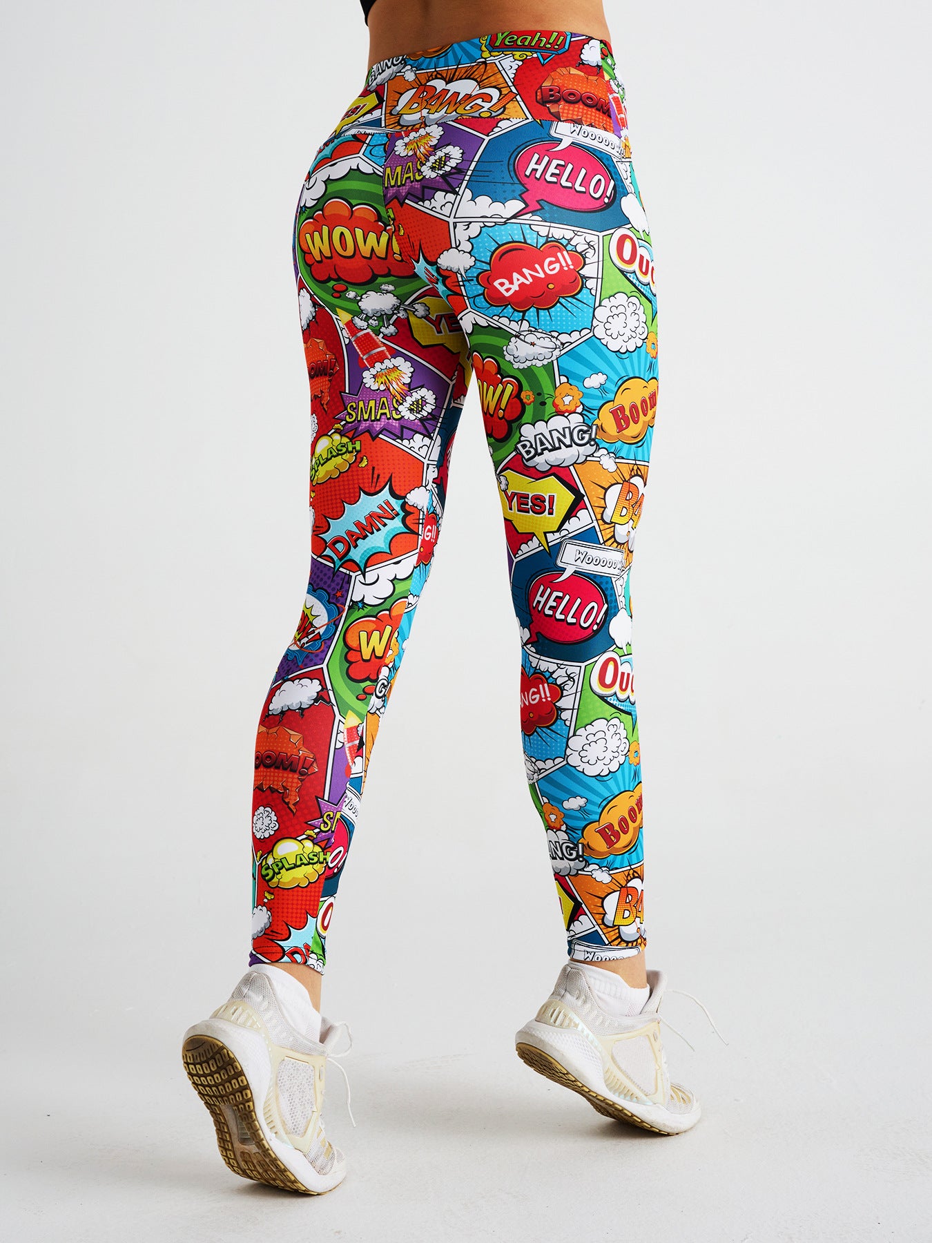 Cartoon Letter Print High Waist Sports Fitness Yoga Pants