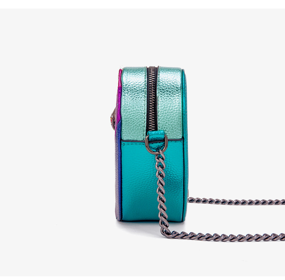 Love-shaped Rainbow Spliced Chain Shoulder Eagle Head Small Bag