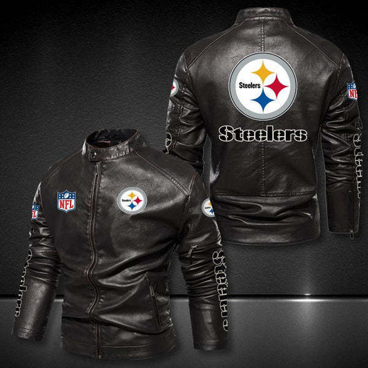 Pittsburgh Steelers Vintage Distressed Leather Jacket