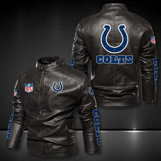 Indianapolis Colts Vintage Distressed Leather Jacket