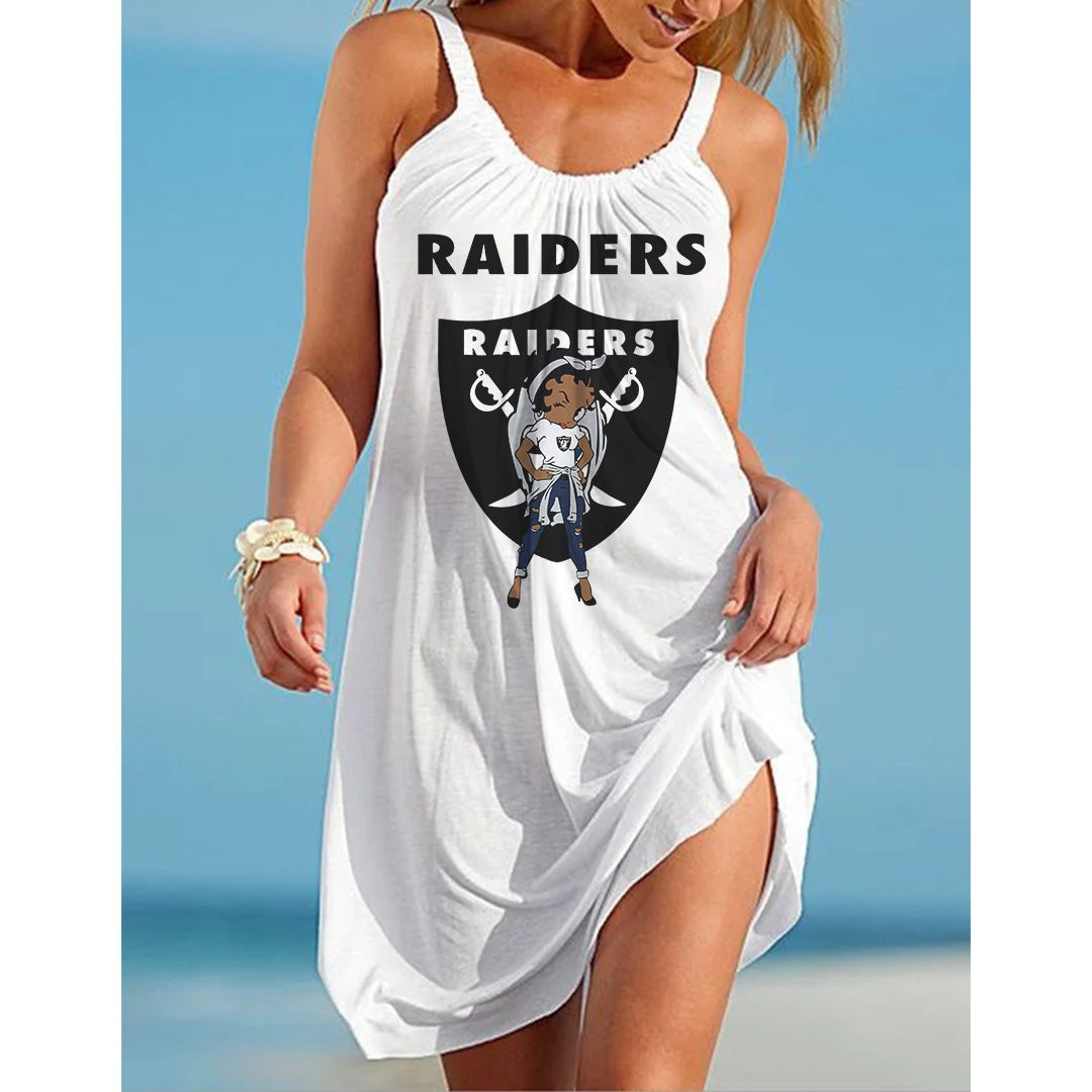 Las Vegas Raiders 3D Digital Printed Suspender Dress