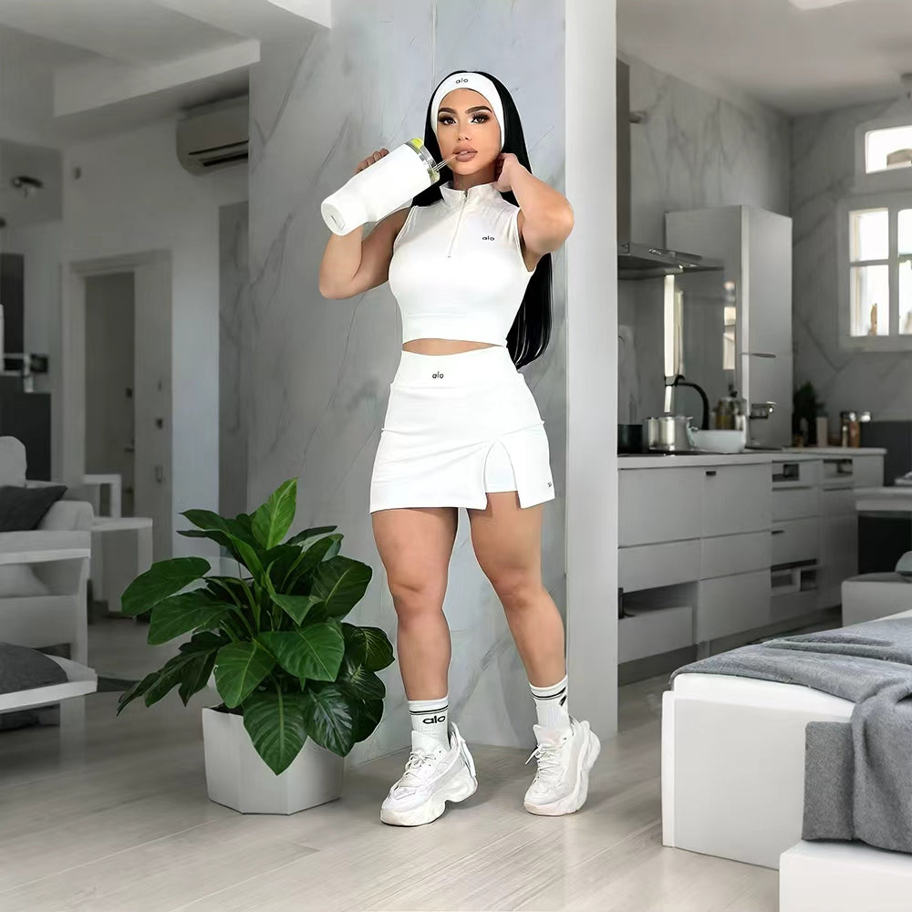Tennis Casual Sportswear Set (including Headband and Safety Shorts)