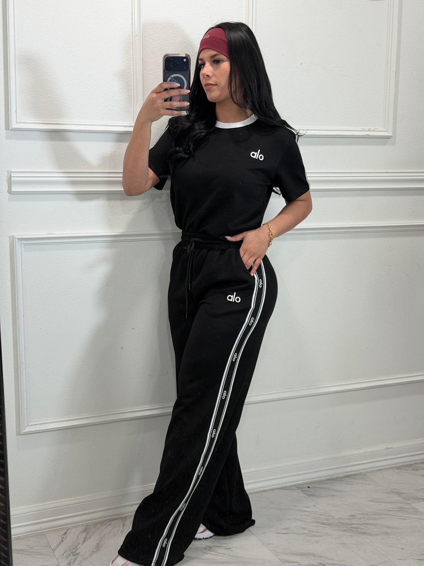 Fashionable Embroidered Letter Short-Sleeve Trousers Wide-Leg Casual Suit
