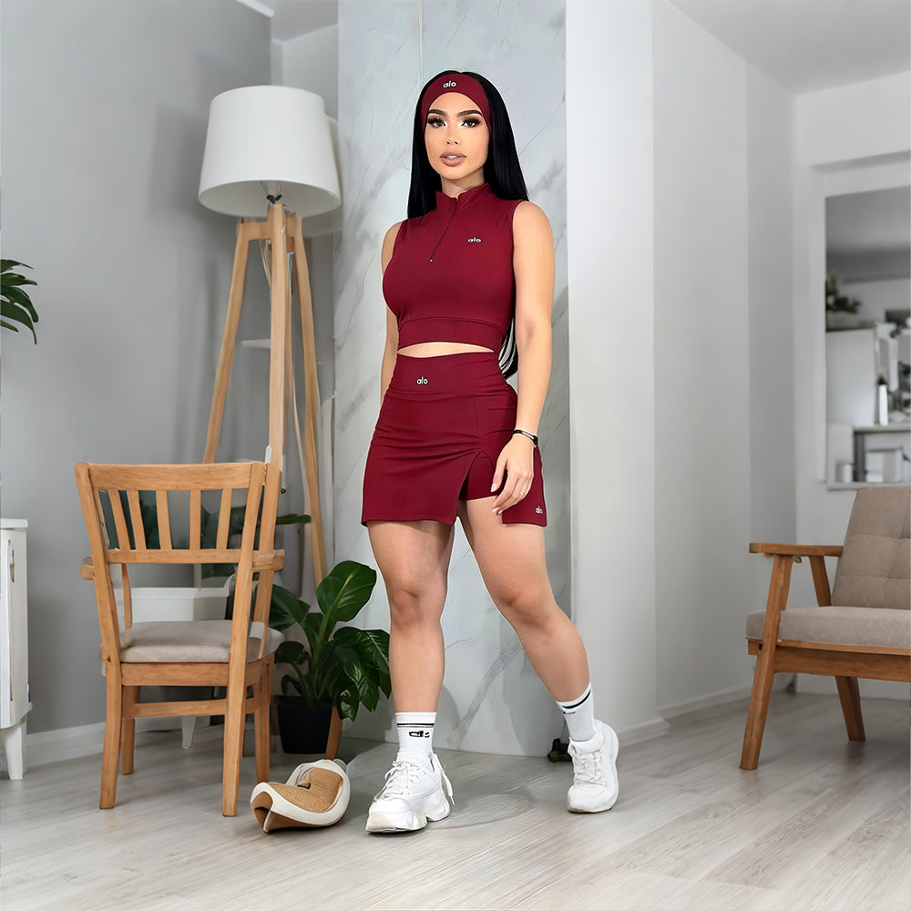 Tennis Casual Sportswear Set (including Headband and Safety Shorts)