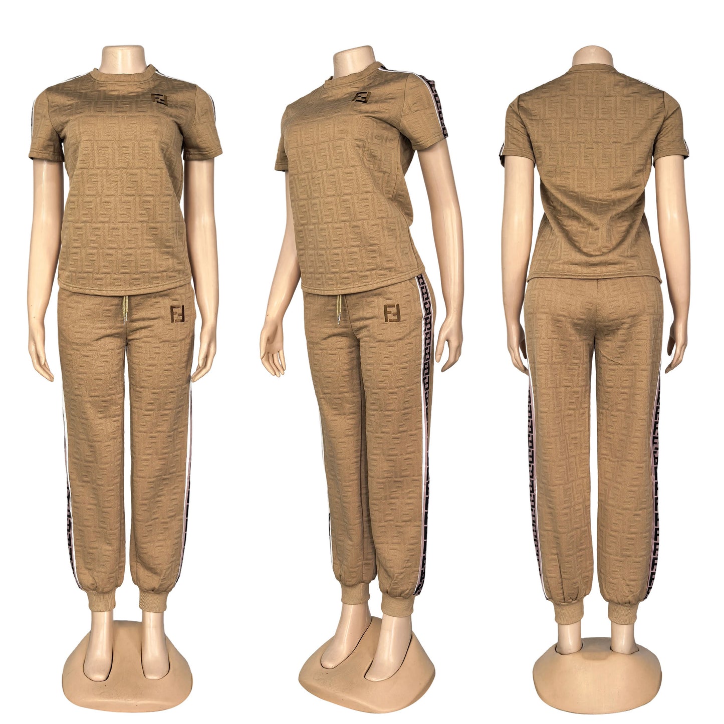 Fashionable and Casual Short-sleeved Jacquard Pants Suit