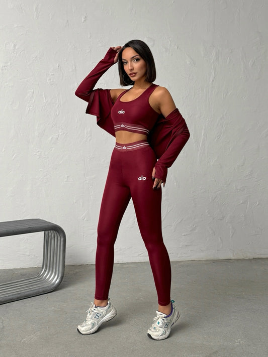 Slim-fit, High-elasticity Running Sports Casual Three-piece Set (including Breast Pads)