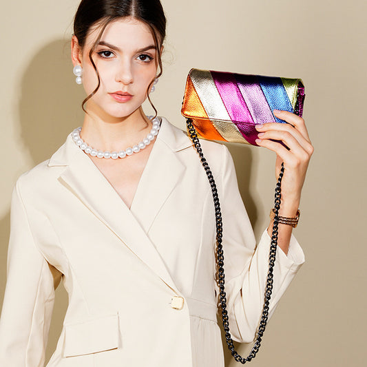 Rainbow Stitching Mobile Phone Shoulder Crossbody Bag