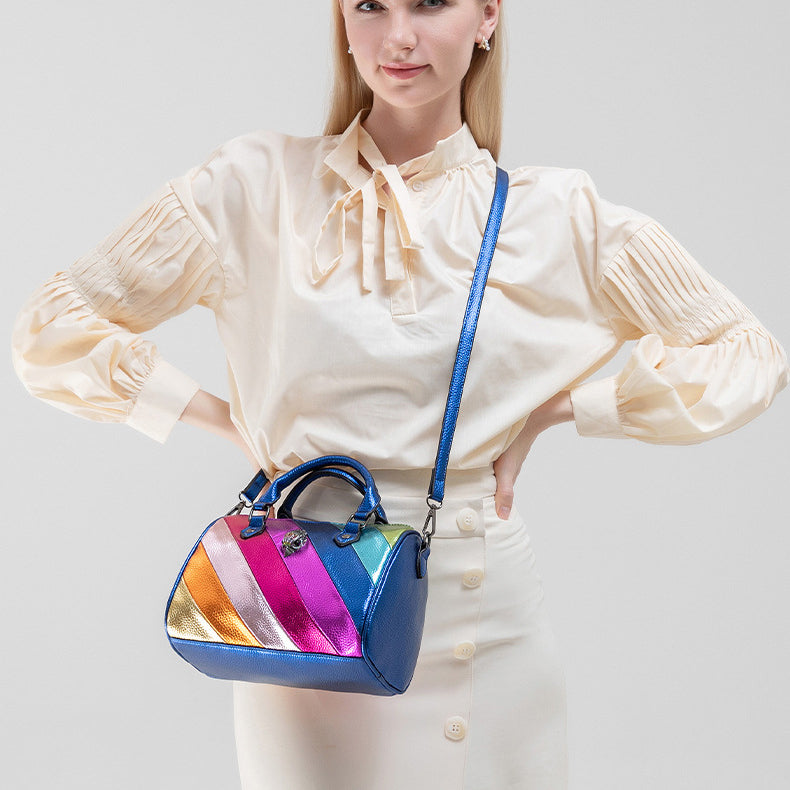 Contrast Color Stitching Rainbow Eagle Head Hand-held Crossbody Bag