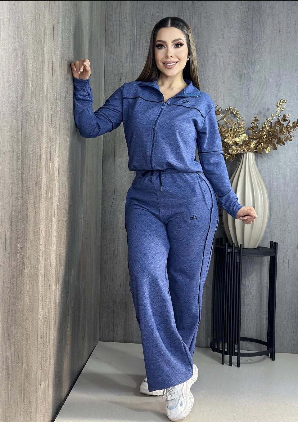 Casual Embroidered Zipper Sweatshirt and Jogger Pants Tracksuit