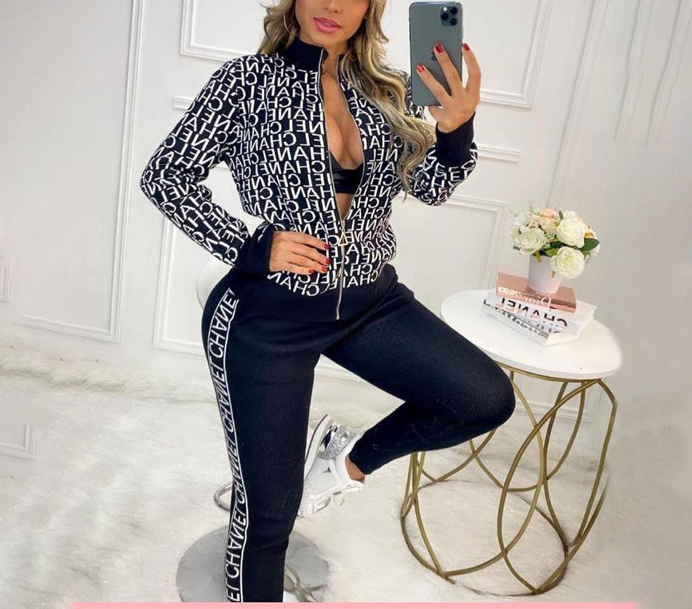 Slim-fit Casual Temperament Suit Printing Trendy Brand Two-piece Suit